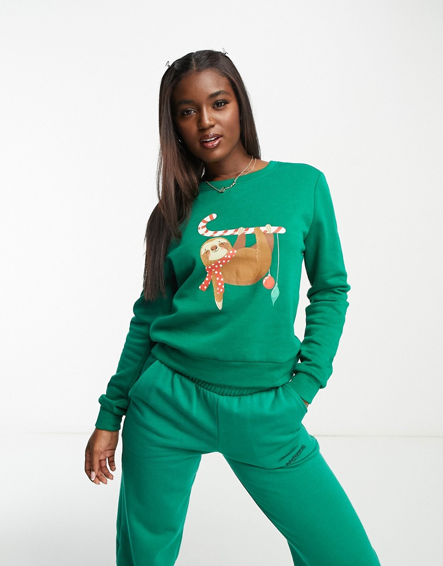 Only sloth Christmas jumper in green
