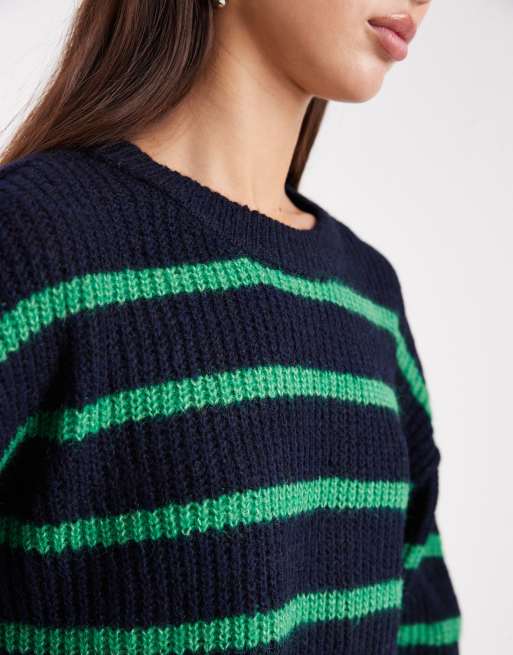 ONLY slouchy stripe jumper in navy, 3 of 4