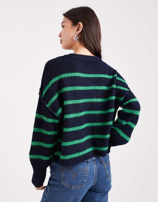 ONLY slouchy striped sweater in navy, 4 of 4