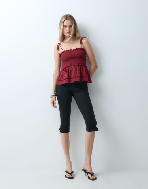 ONLY smock top in dark burgundy, 2 of 4