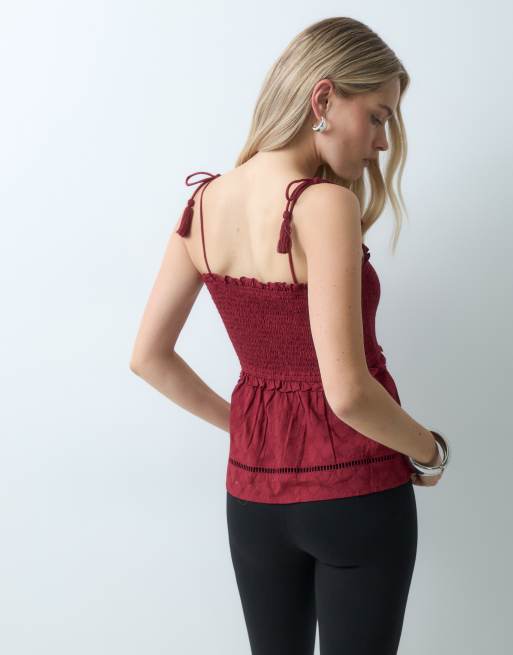 ONLY smock top in dark burgundy, 4 of 4