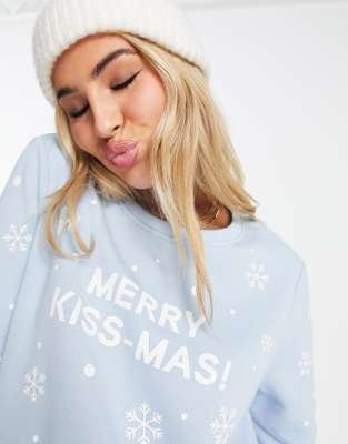 Only snowflake merry kissmas sweater in blue