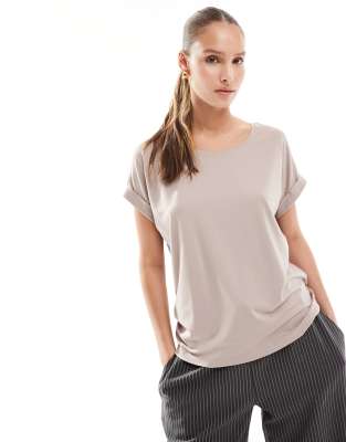 ONLY soft round neck t-shirt in beige