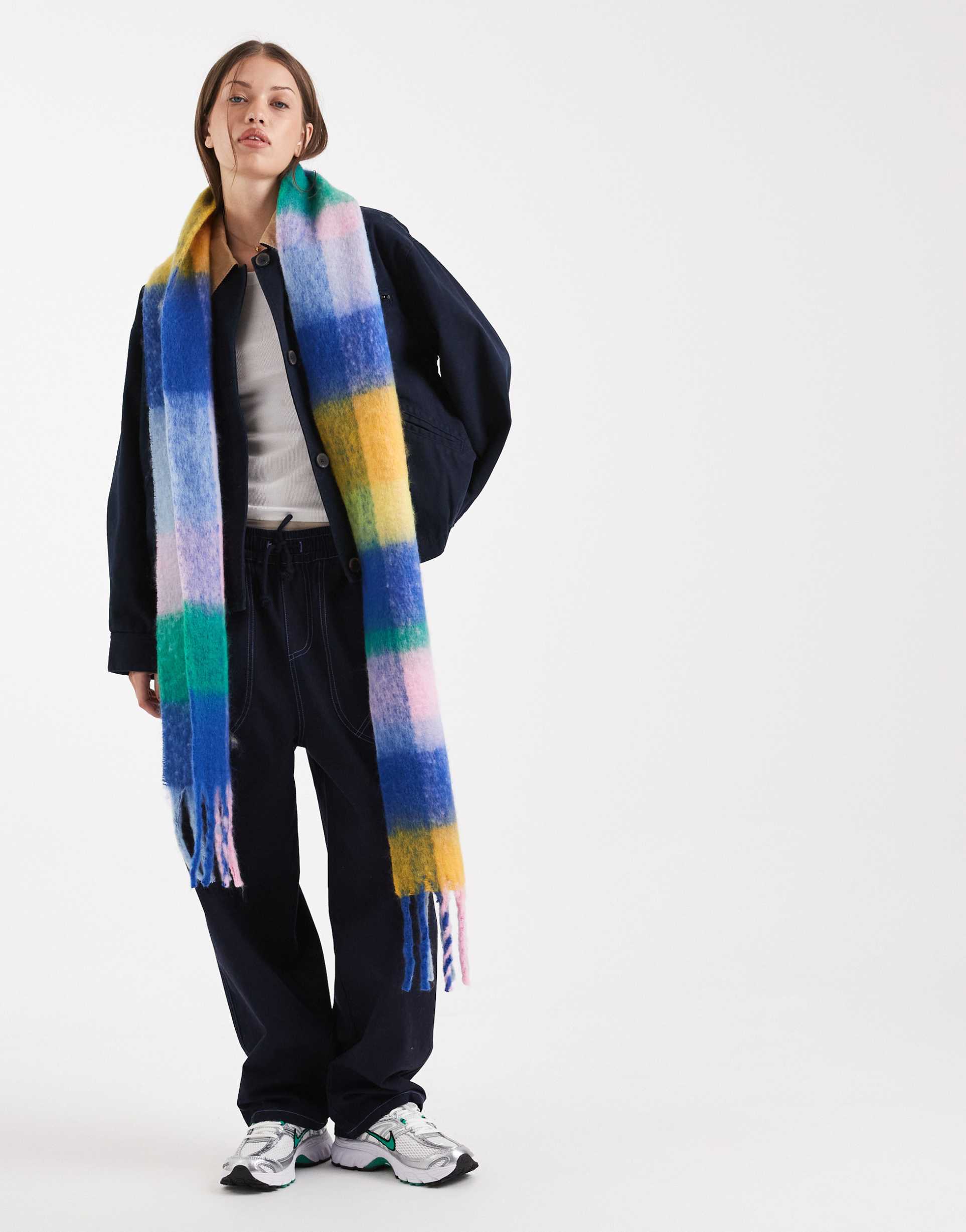 only soft scarf in blue plaid