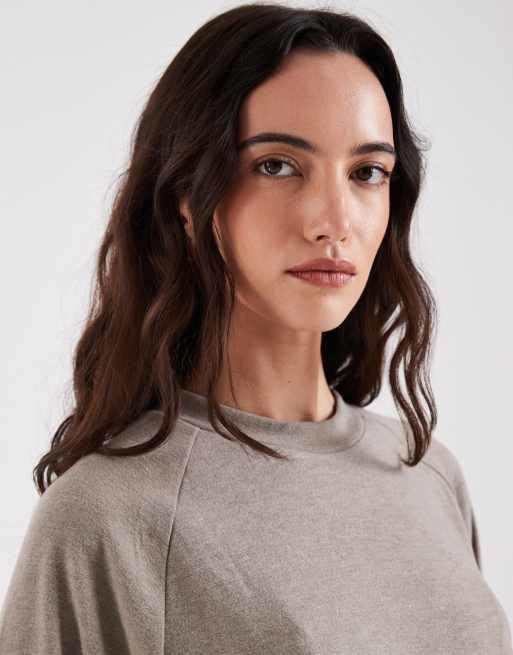 ONLY soft texture boxy T-shirt in light brown - part of a set, 3 of 4