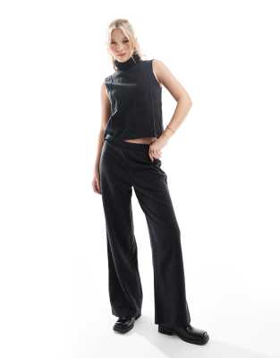 Only Soft Texture Loose Fit Pants In Dark Gray - Part Of A Set