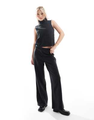 soft texture loose fit pants in dark gray - part of a set