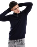 [ONLY & SONS] Only & Sons 1/4 zip knitted jumper in navy XL Dark Navy