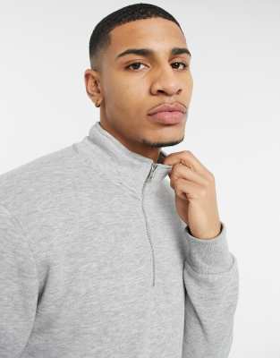 Regular Fit Half-zip Sweatshirt - Light gray melange - Men