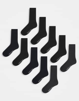 10 pack ankle socks in gray, navy and black-Multi