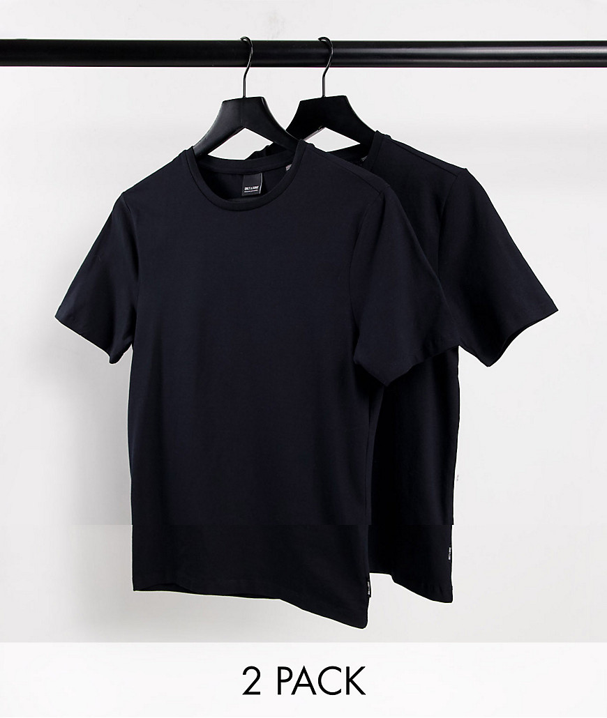 ONLY & SONS 2 pack crew neck t-shirts in black