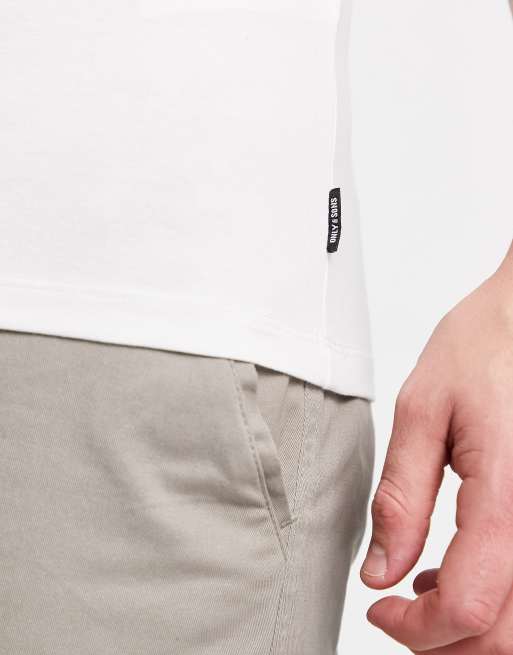 ONLY & SONS 2 pack crew neck t-shirts in white, 2 of 4