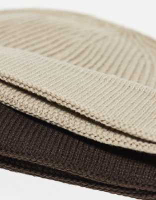 Only & Sons 2 Pack Fisherman Beanie Hats In Metallic