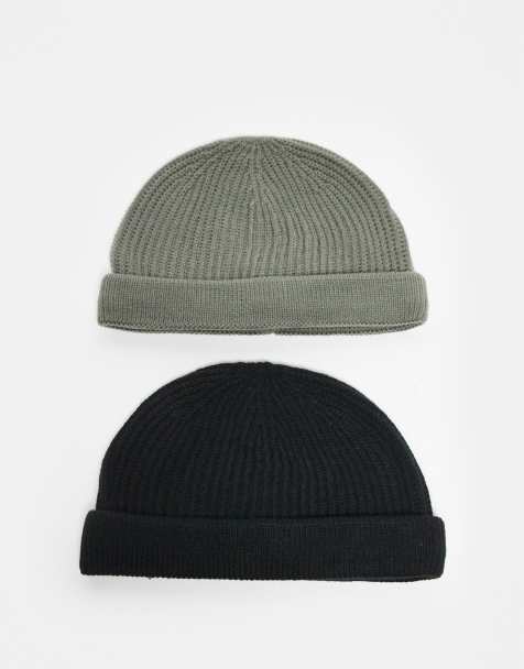 ONLY & SONS 2 pack fisherman beanie hats in navy & gray - view 1
