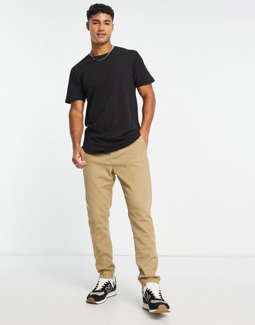 Only & Sons 2 pack longline curved hem t-shirt in black