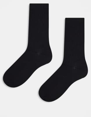 Only & Sons 2-pack Ribbed Socks In Black