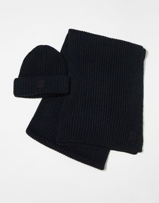 Only & Sons 2 pack scarf and beanie in navy - ASOS Price Checker