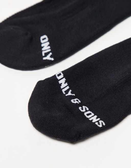 ONLY & SONS 2 pack socks in black with white stripe, 2 of 3