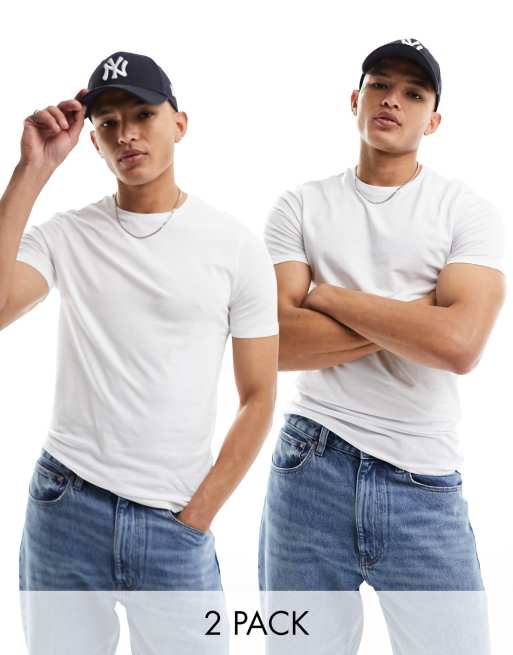Only & Sons – 2er-Pack T-Shirts in Weiß mit Rundhalsausschnitt