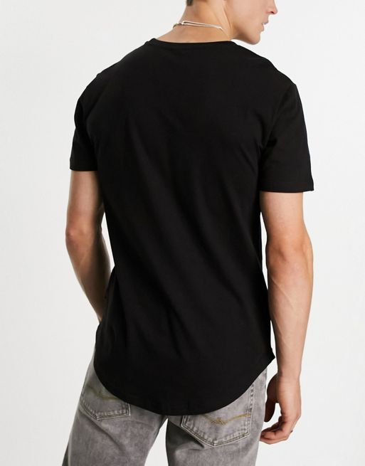 ONLY & SONS 2 pack longline curved hem t-shirt in black & white