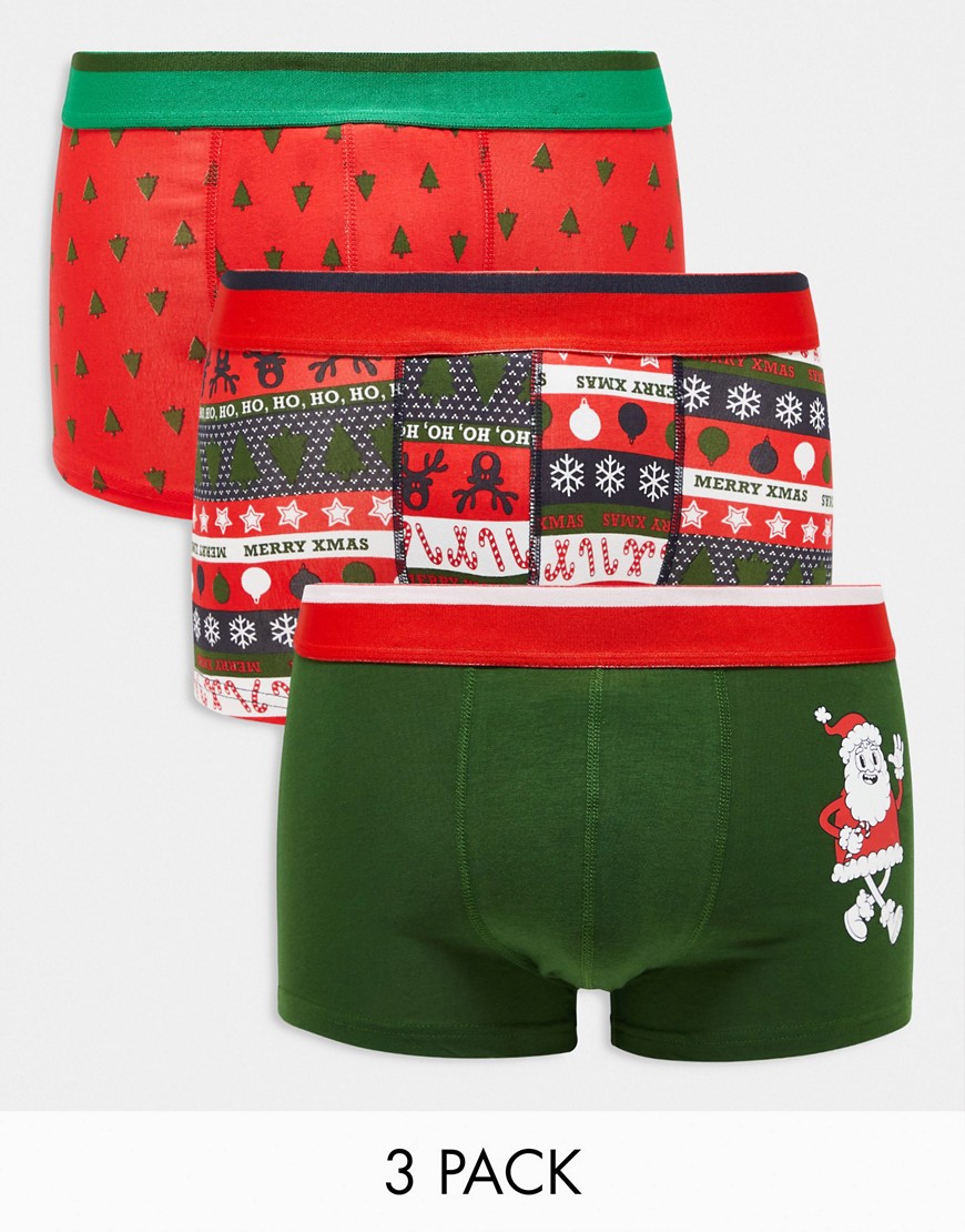 ONLY & SONS 3 pack giftbox Christmas trunks-Multi