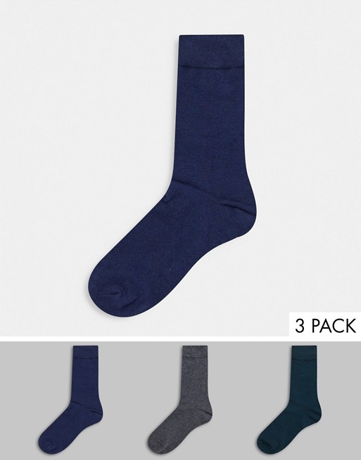 Only & Sons 3 pack socks in grey navy & blue