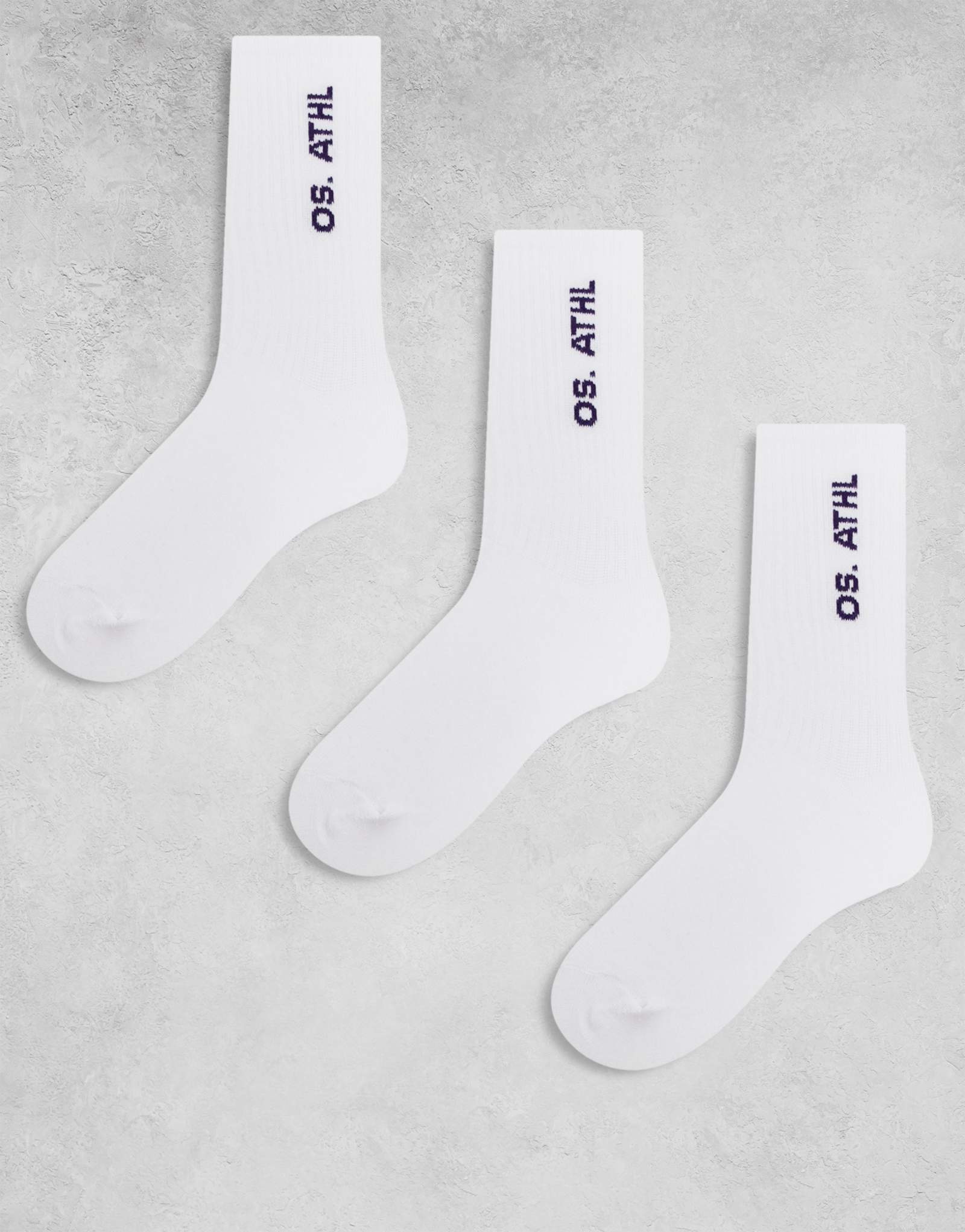 Носки ONLY &SONS, 3 шт., белые с фиолетовой надписью