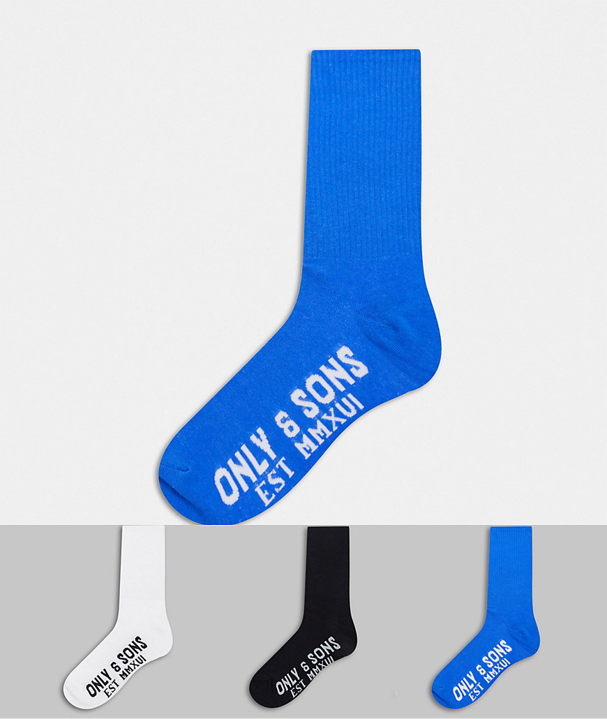 Only & Sons 3-pack Socks With Logo In Multi