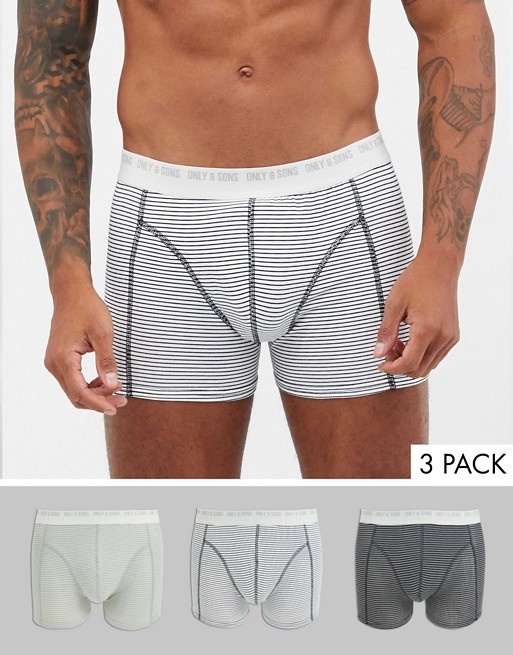 Only & Sons 3 pack striped trunks
