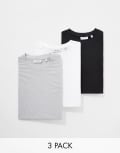 [ONLY & SONS] ONLY & SONS 3 pack super oversized t-shirt in black white & light grey-Multi S Multi