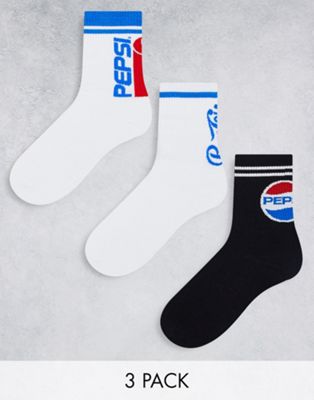 Only & Sons 3 pack tennis socks in Pepsi print