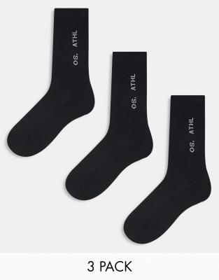 3 pack tennis socks in sage-Black