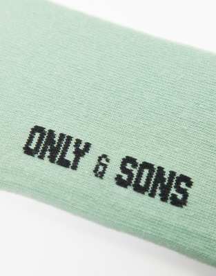 Only & Sons 3 Pack Tennis Socks In Green