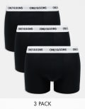 [ONLY & SONS] Only & Sons 3 pack trunks in black with white logo waistband L Black WHITE WAIST