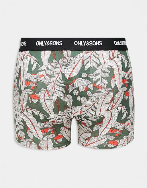 Two Pack Boxer Underwear in Floral Print & Olive – Report Collection
