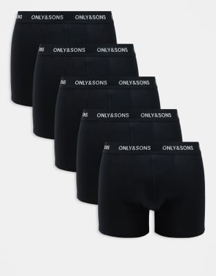 Only & Sons 3 pack trunks in solid black