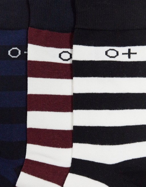 Only & Sons – 3 pary skarpetek w paski w rÓżnych kolorach XQQM