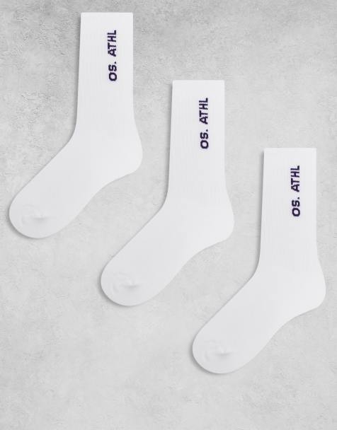 ONLY & SONS – 3er-Pack Socken in Weiß mit lila Text - view 1