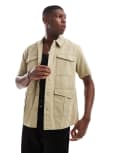 [ONLY & SONS] ONLY & SONS 4 pocket utility shirt in light brown L Twill