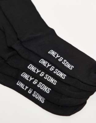 Only & Sons 5 Pack Socks In Multi