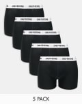 [ONLY & SONS] Only & Sons 5 pack trunks in black with white logo waistband S Black