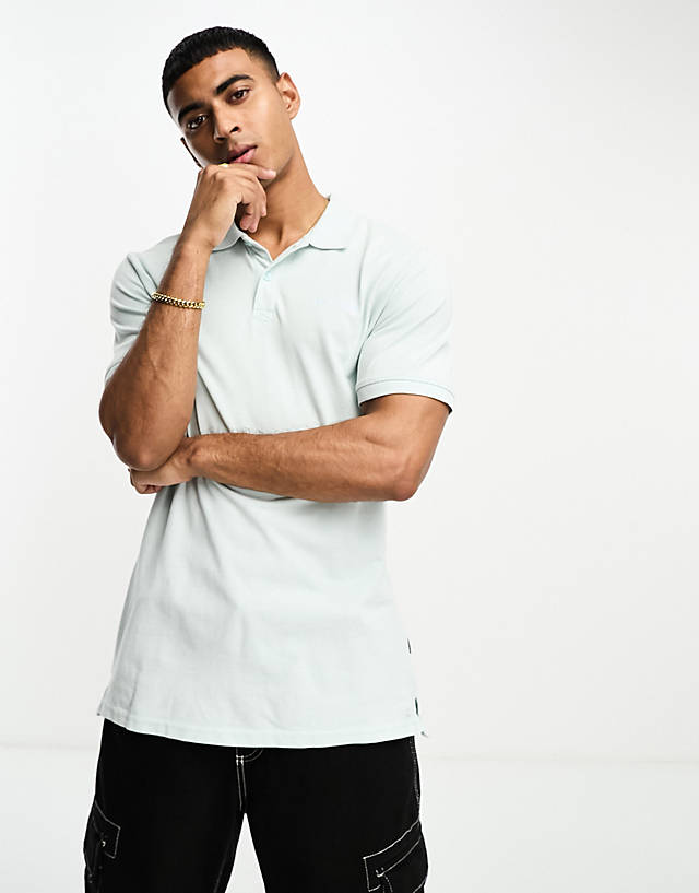 ONLY & SONS - acid wash polo in light blue