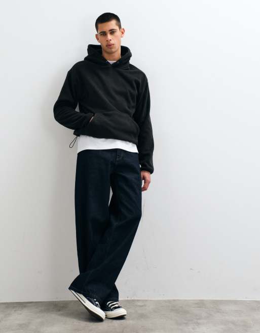 ONLY & SONS afslappet pasform fleece med hætte i sort, 3 af 11