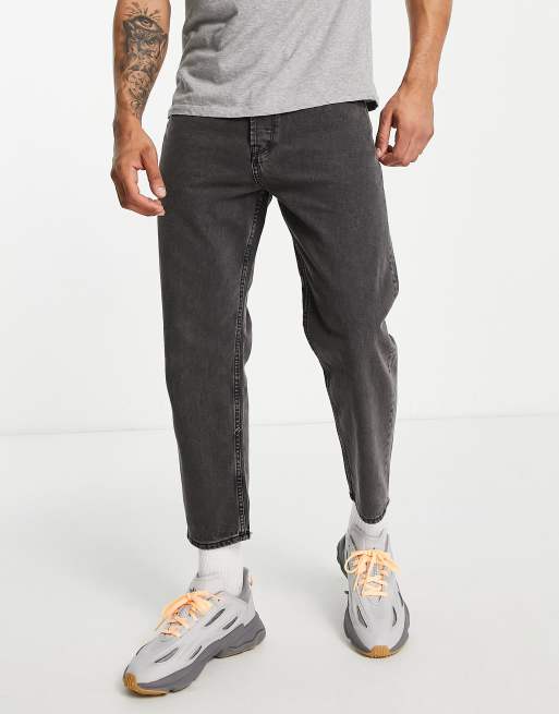 Only & Sons - Avi - Forvaskede sorte tapered crop-jeans 