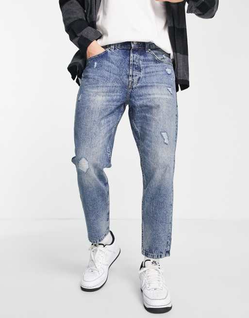 Only & Sons - Avi - Lyseblå tapered cropjeans med slid