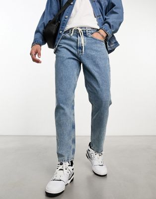 ONLY & SONS avi rigid tapered fit cropped jeans in light wash