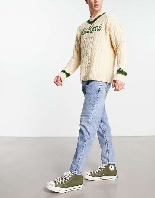 Only & Sons Avi tapered fit jeans in blue acid wash 