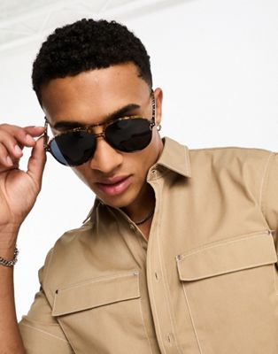 Only & Sons Aviator Sunglasses In Brown