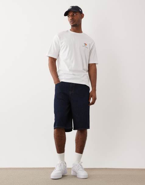 ONLY & SONS - Baggy denim short met lange pasvorm in indigo spoeling - view 1