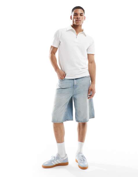 ONLY & SONS baggy fit denim short in light blue wash - view 1